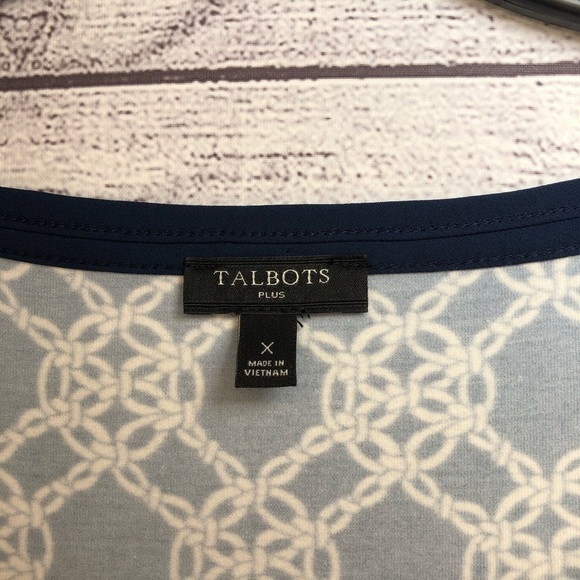 Talbots Navy & White Patterned Top Sz 0X - Picture 4 of 6